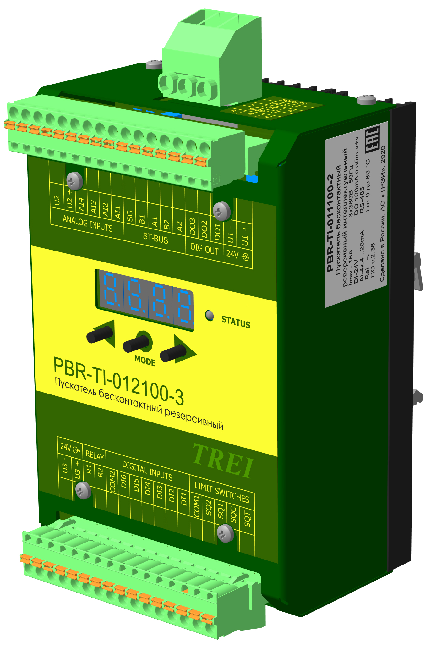 Пускатель бесконтактный реверсивный PBR-TI: Modbus RTU, -40.60С, 24В .